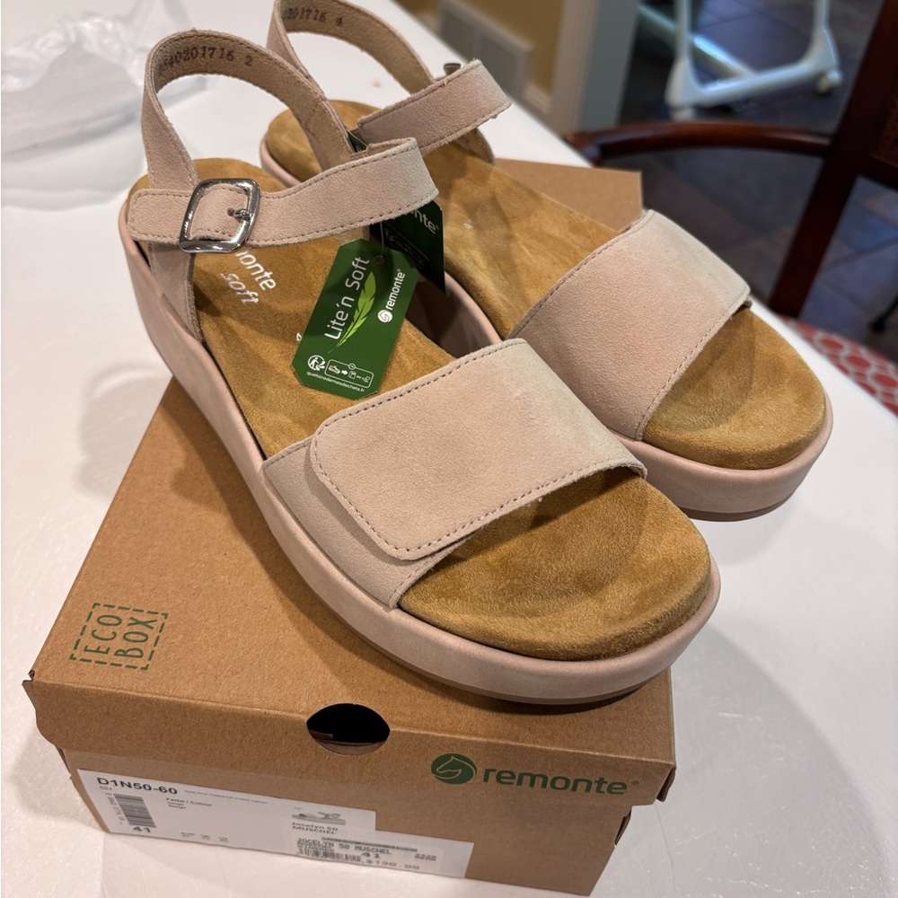 Remote Jocelyn Neutral Platform Sandals with Adjustable Strap